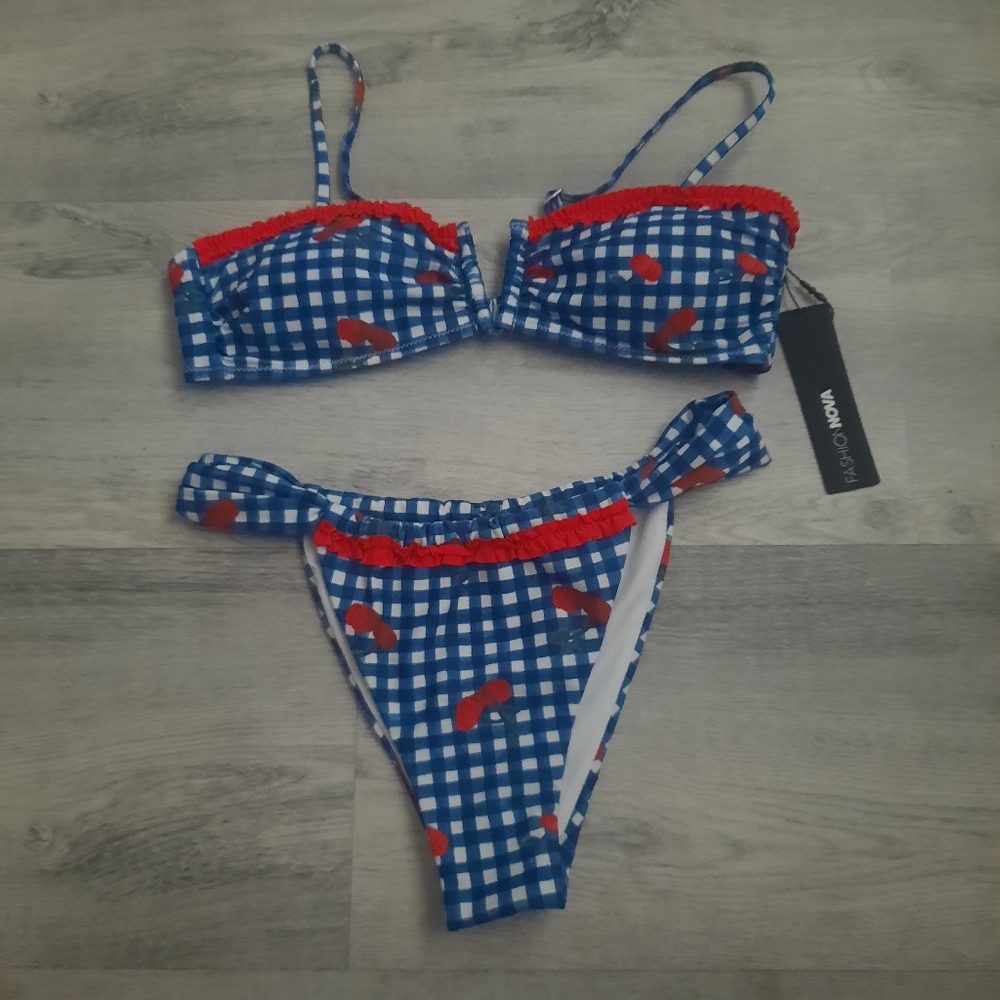 Fashion Nova Gingham Cherry Bikini